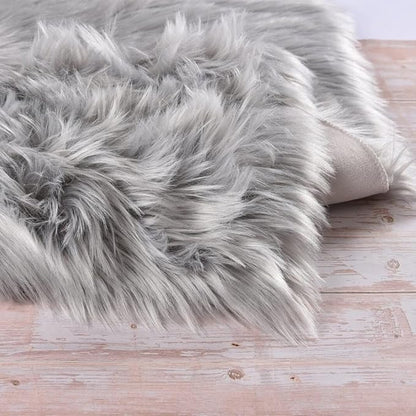 ORINOVA Light Silver Gray Faux Washable Shaggy Fur Rugs for Bedroom Plush Area Rugs for Living Room 2x3 Nursery Rug Home Room Décor