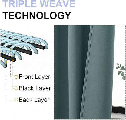 Simplebrand Blackout Extra 10ft Curtains for Patio 120 Inches Long 2 Panels Set, Solid Thermal Insulated Energy Saving Rod Pocket Window Treatment Curtains Blackout Drapes, 50" Wx120 L, Dark Green