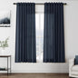 Vintage Blue Curtains 63 Inches Long 2 Panel Sets for Living Room Bedroom Light Filtering Linen Drapes for Kitchen Windows Rod Pocket Back Tab Short See Through Curtain Vintage Country Decor 52x63