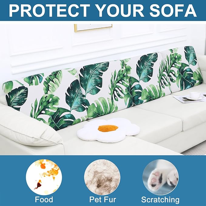 Smiry Printed Couch Cushion Covers, Stretch Soft Couch Covers for Sofa, Washable Non-Slip Sofa Slipcover Furniture Protector for Indoor and Outdoor (Backrest L, Green)