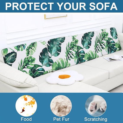 Smiry Printed Couch Cushion Covers, Stretch Soft Couch Covers for Sofa, Washable Non-Slip Sofa Slipcover Furniture Protector for Indoor and Outdoor (Backrest L, Green)
