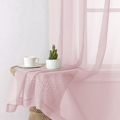 Lecloud Blush Pink Sheer Curtains 78 Inches Long 2 Panels, Modern Airy Voile Solid Curtains, Transparent Aesthetic Windows Decor Drape with Rod Pocket for Bedroom Living Room, Each 42" W x 78" L