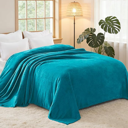 Exclusivo Mezcla Fleece Blanket Twin Size for Bed, Super Soft and Warm, All Season, Cozy, Plush, Lightweight, 60x80 Inches Teal