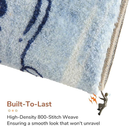 OPPODREAM Nautical Soft Area Rugs 5x7, Washable Blue Rug with Non Slip Backing, 5 x 7 Faux Cashmere Low-Pile 5x7 Carpet