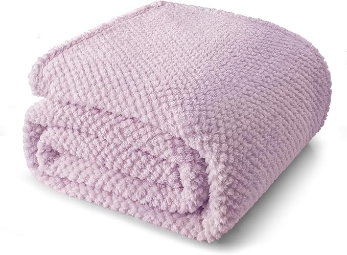 Whale Flotilla Extra Large Fuzzy Fleece Throw Blanket for Couch, 50x70 Inch Fluffy Warm Soft Jacquard Blankets for All Season, Lightweight and Cozy, Lilac