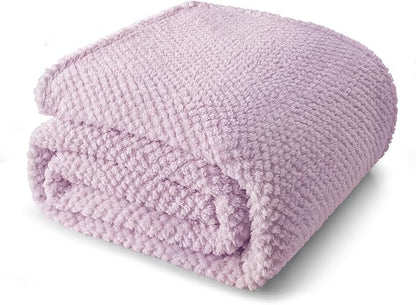 Whale Flotilla Extra Large Fuzzy Fleece Throw Blanket for Couch, 50x70 Inch Fluffy Warm Soft Jacquard Blankets for All Season, Lightweight and Cozy, Lilac