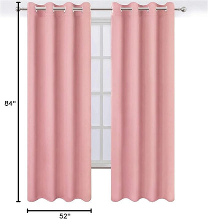 LEMOMO Baby Pink Bedroom Blackout Curtains/52 x 84 Inch Long/Set of 2 Curtain Panels/Thermal Insulated Room Darkening Curtains for Bedroom