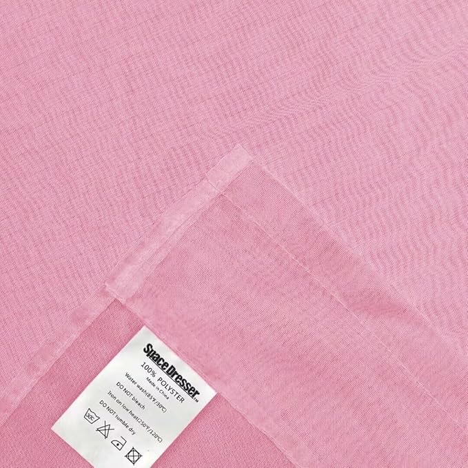 SpaceDresser Sheer Voile Window Treatment Rod Pocket Curtain Panels for Kitchen Bedroom Living Room Drapes Sunlight Filtering Privacy Semi Home Decor Assorted (Light Pink, 52 W x 45 L)