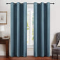 MIULEE Linen Blackout Curtains and Drapes 100% Room Darken Thermal Insulated Grommet Window Panels with Coating 2 PCs W 42 x L 84 inches Dusty Blue