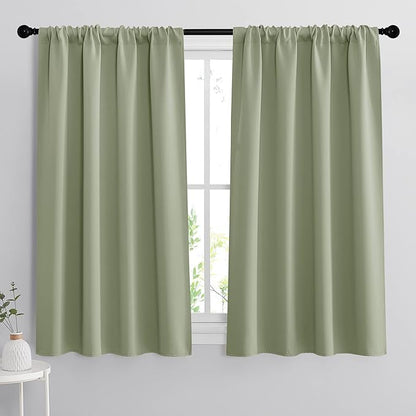 RYB HOME 54 inch Blackout Curtains for Living Room, Rod Pocket Thermal Insulated Small Window Drapes Room Darkening Shades for Bedroom Studio Dorm, W 42 x L 54 inch, Set of 2 Panels, Sage Green
