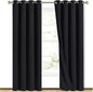 NICETOWN High-End Thermal Curtains, Full Blackout Curtains 84 inches Long for Dining Room, Soundproof Window Treatment Drapes for Hall Room, Black, 52 inches Wide Per Panel, Set of 2 Panels