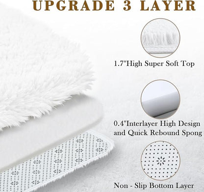 Super Soft Shaggy Area Rugs for Bedroom 4x6 Feet, Shaggy Plush Living Room Shag Furry Floor Rugs, Non-Shedding Indoor Rugs for Living Room Decor(4 x 6, White)