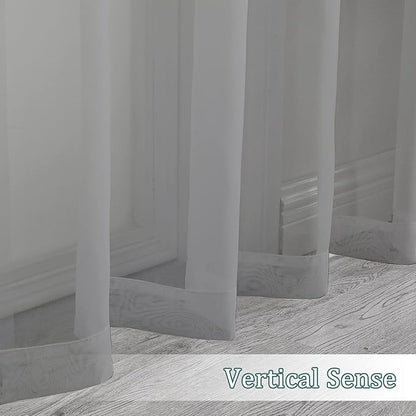 Chyhomenyc Sheer Window Curtain Panels 144 Inches Length 2 Pack, Long Elegant Voile Window Scarf Drapes Backdrop for Canopy Bed/Wedding/Living Room, 42Wx144L inches, Charcoal Grey