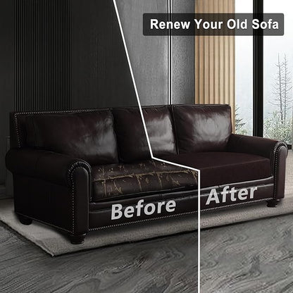 Leather Look Couch Cushion Covers Sofa Seat Slipcovers Sets Couches Furniture Protector for Sectional Armchair Loveseat Pets Kids Stretch Spandex Fabric (2 Cushion Sofa, Chocolate)