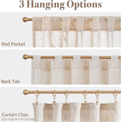 jinchan Belrose Linen Floral Cafe Curtains 45 Inch Length Embroidered Farmhouse Curtains for Kitchen Bedroom Bathroom Small Windows Curtain Set Light Filtering 2 Panels Ivory