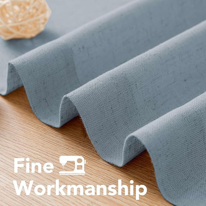 H.VERSAILTEX Elegant Natural Linen Blended Energy Efficient Light Filtering Linen Textured Curtains/Nickel Grommet Semi Sheer Window Treatments Panels/Drapes (Set of 2, Stone Blue, 52" x 54")