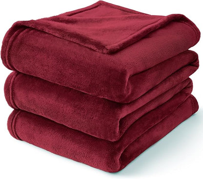BEDELITE Fleece Blanket Burgundy Throw Blankets for Couch & Bed, Luxury Plush Cozy Fuzzy Blanket 50x60 inches, Super Soft Warm Lightweight Throw Blanket for Travel Camping