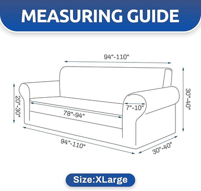 KEKUOU Stretch Oversized Sofa Slipcover 1 Piece Couch Sofa Cover (94"-110") Furniture Protector 4 Seater Sofa with Elastic Bottom for Kids,Pet.Jacquard Checked Pattern Fabric(X Large,Golden)