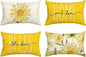 AVOIN colorlife Home Sweet Home Spring Summer Flowers Yellow Throw Pillow Covers, 12 x 20 Inch Cushion Case for Sofa Couch Set of 4