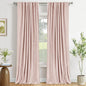 100% Blackout Shield Light Pink Linen Blackout Curtains for Bedroom 90 Inches Long, Back Tab/Rod Pocket Living Room Drapes, Thermal Insulated Blackout Curtains 2 Panels Set, 50" W x 90" L