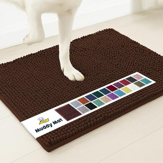 Muddy Mat® | Super Absorbent Door Mat Indoor, Microfiber Quick Dry Chenille Entryway Rug, Non-Slip Front Door Mat, Indoor Mats for Entryway, Machine Washable Pet Rug, Brown XXL 60"X48"