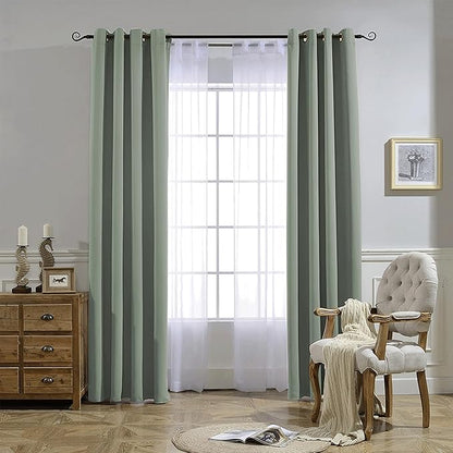 NICETOWN Room Darkening Curtains for Nursery, Grommet Thermal Insulated Light Blocking Window Treatments Sound Reducing for Bedroom, W37 x L72, 2 Panels, Sage Green