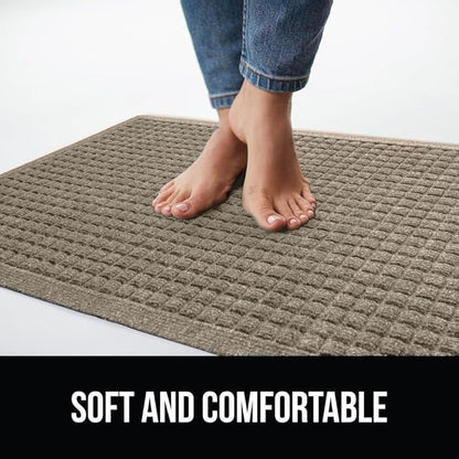 GORILLA GRIP® Ultra Absorbent Front Door Mat Outside Entrance, 47x35, Traps Dirt and Moisture, HydroABSORB Indoor Outdoor Doormat Holds Up to 6 Cups Water, Stain and Fade Resistant Welcome Mat, Beige