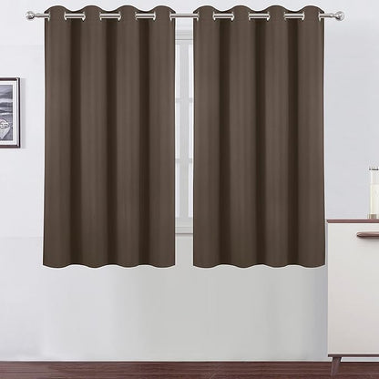 LEMOMO Blackout Curtains 52 x 45 inch/Chocolate Brown Curtains Set of 2 Panels/Thermal Insulated Room Darkening Bedroom Curtains