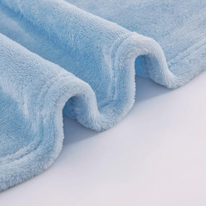 JIAHANNHA Flannel Fleece Blanket Twin Size(60 by 80 Inches),Light Blue Throw Blanket for Couch Sofa Bed 280GSM,Super Soft Plush Cozy and Lightweight Warm Bed Blanket for All Season