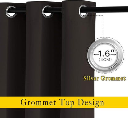 NICETOWN Bedroom Blackout Curtains and Drapes - Energy Smart Thermal Insulated Solid Grommet Blackout Draperies for Living Room (2 Panels, 52 inches x 72 inches, Toffee Brown)