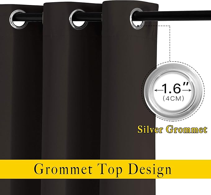 NICETOWN Room Darkening Curtains Extra Long 110 Inches, Grommet Thermal Insulated Weighted Window Treatments for Living Room/Farmhouse, W66 x L110, Toffee Brown, 2 Panels