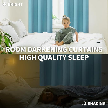 BGment Blackout Curtains - Grommet Thermal Insulated Room Darkening Bedroom and Living Room Curtains, Set of 2 Panels (42 x 72 Inch, Aqua)