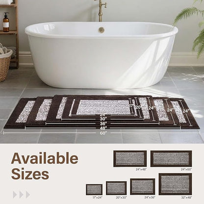 Bathroom Rugs 24x17 Non Slip Washable, Brown Bath Mat for Bathroom Floor Tub, Soft Absorbent Quick Dry Mats for Shower, Bathtub,Home Decor