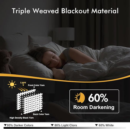 MIULEE Beige White Blackout Curtains for Bedroom Living Room 63 Inches Long 2 Panels, Thermal Insulated Room Darkening Drapes Solid Grommet Noise Reduction Light Blocking Window Treatments 40x63 Inch