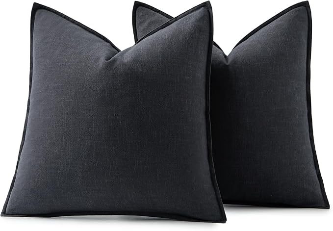 MIULEE Decorative Linen Pillow Covers 20x20 Inch Dark Gray Boho Farmhouse Neutral Couch Throw Pillows for Bed Pack of 2 Accent Modern Pillowcase Sofa Livingroom Home Decor