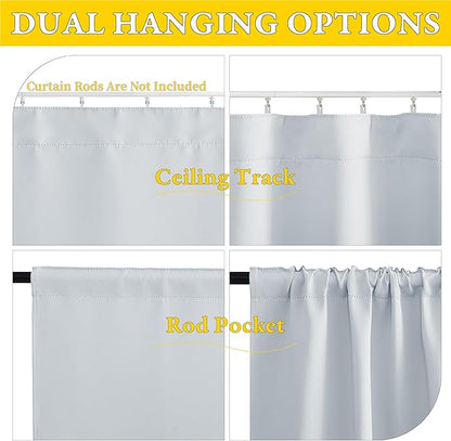 NICETOWN 1 Panel Room Darkening French Door Curtain, Thermal Insulated Front Glass Door Doorway Privacy Sidelight Rod Pocket and Ceiling Track Curtain for Kitchen, 36" x 72", Greyish White