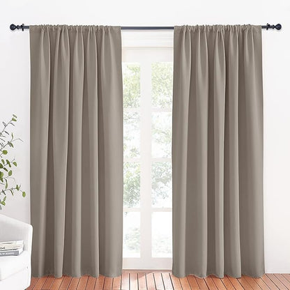 RYB HOME Large Blackout Curtains for Bedroom 84 inches Long 2 Panels Set, Privacy Thermal Insultaed Sunlignt Heat Blocking Drapes for Sliding Patio Door, Width 70 by Length 84, Sand