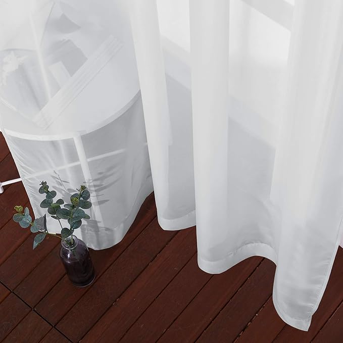 NICETOWN Sheer Curtains 84 Inches Long - Ring Top Solid Voile Window Draperies Elegant Panels for Guste Room (Light Gray, 2 Panels, W54 x L84 Inches)