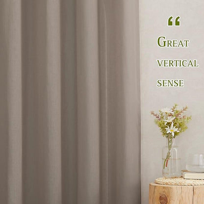 NICETOWN Sheer Linen Curtains for Windows 84 inch Length, (Burlap) Grommet Semi Balance Privacy & Light Vertical Flax Sheer Drapes for Bedroom/Living Room, W52 x L84, 2 Panels