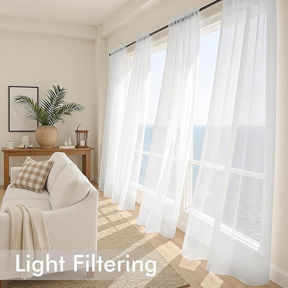 MIULEE White Sheer Curtains 78 Inches Long, 4 Panels Set, Light Filtering Voile Rod Pocket Drapes, Airy Soft Fabric Window Treatments for Living Room and Bedroom, 42 x 78 Inches