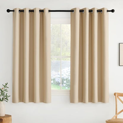 NICETOWN Room Darkening Draperies Curtains Panels, 2 Panels Biscotti Beige W52 x L63