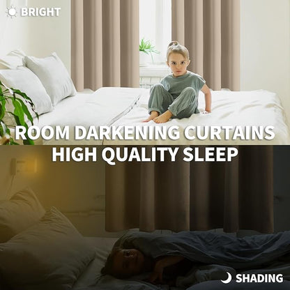 BGment Blackout Curtains - Grommet Thermal Insulated Room Darkening Bedroom and Living Room Curtains, Set of 2 Panels (38 x 54 Inch, Sand)