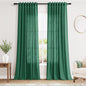 Dark Green Linen Curtains 108 Inches Long for Living Room 2 Panels Set Extra Long Back Tab Curtain Sheer Light Filtering Emerald Green Drapes Floor to Ceiling Curtains for Large Windows 52x108