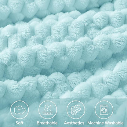 BEDELITE Fleece Blanket Twin for Bed Couch, 3D Jacquard Decorative Cloud Blue Throw Blanket, Soft and Cozy Warm Plush Fuzzy Blanket All Seasons Suitable, 60x80Inches
