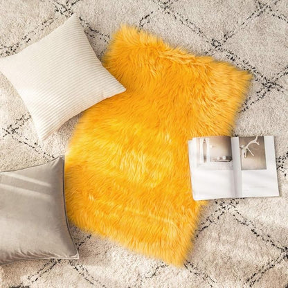 MIULEE Luxury Super Soft Fluffy Area Rug Faux Fur Rectangle Rug Decorative Plush Shaggy Carpet for Bedside Sofa Floor Nursery Fall Decor 2 x 3 Feet, Orange Yellow