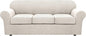 H.VERSAILTEX 4 Piece Stretch Couch Covers for 3 Cushion Couch Sofa Furniture Slipcovers Feature Upgraded Thicker Jacquard Fabric (Sofa, Ivory)