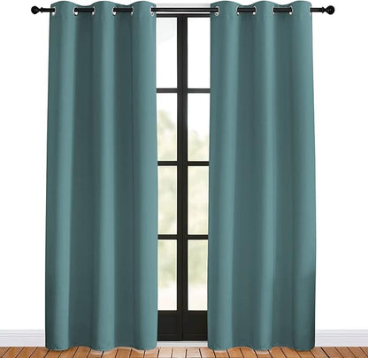 NICETOWN Modern Blackout Curtains Noise Reducing, Greyish Blue, 2 Panels, W42 x L80 -Inch, Thermal Insulated and Privacy Room Darkening Drape Panels for Boy's Guest Room Door Window