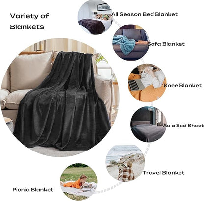 JIAHANNHA Fleece Blanket 50 by 60 Throw Blankets for Sofa Couch Bed Dark Grey Sofa Blanket 280GSM,Super Soft Cozy and Luxury Bed Blanket for All Season Throw(50"×60")
