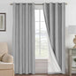 H.VERSAILTEX Linen Blackout Curtains 84 Inches Long, 100% Absolutely Blackout Thermal Insulated Textured Linen Look Curtain Draperies Anti-Rust Grommet with White Liner, 2 Panels, Dove Gray