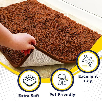 Muddy Mat® | Super Absorbent Door Mat Indoor, Microfiber Quick Dry Chenille Entryway Rug, Non-Slip Front Door Mat, Indoor Mats for Entryway, Machine Washable Pet Rug, Orange 16"x24"